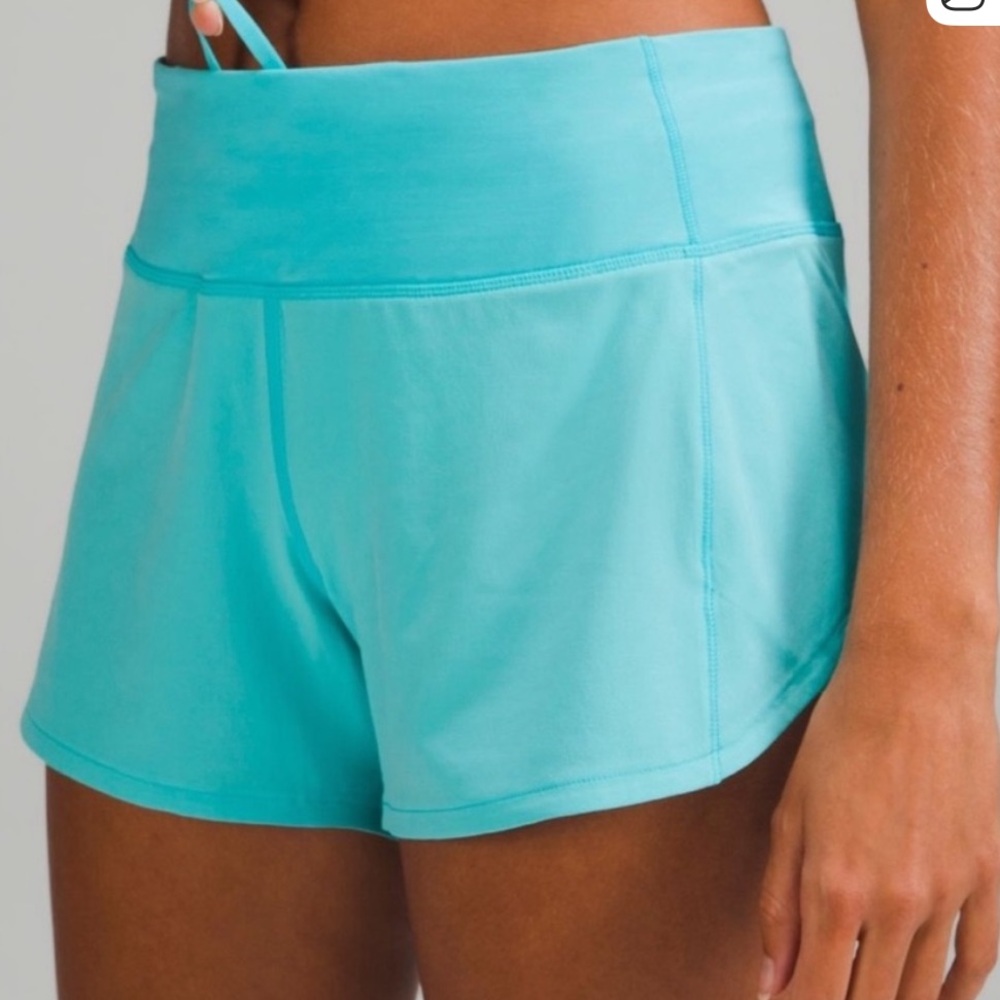 Lululemon Speed Up Mid Rise Lined Short 4”- Electric Turquoise